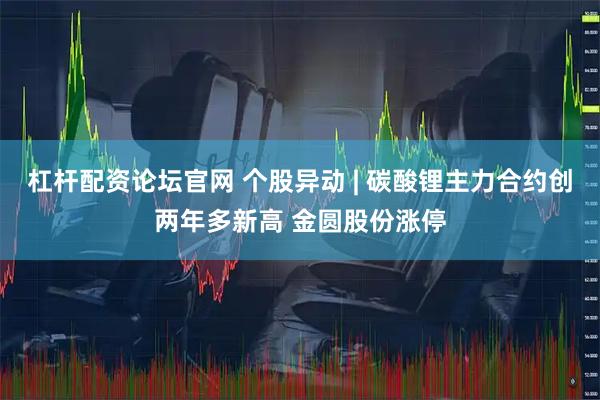 杠杆配资论坛官网 个股异动 | 碳酸锂主力合约创两年多新高 金圆股份涨停